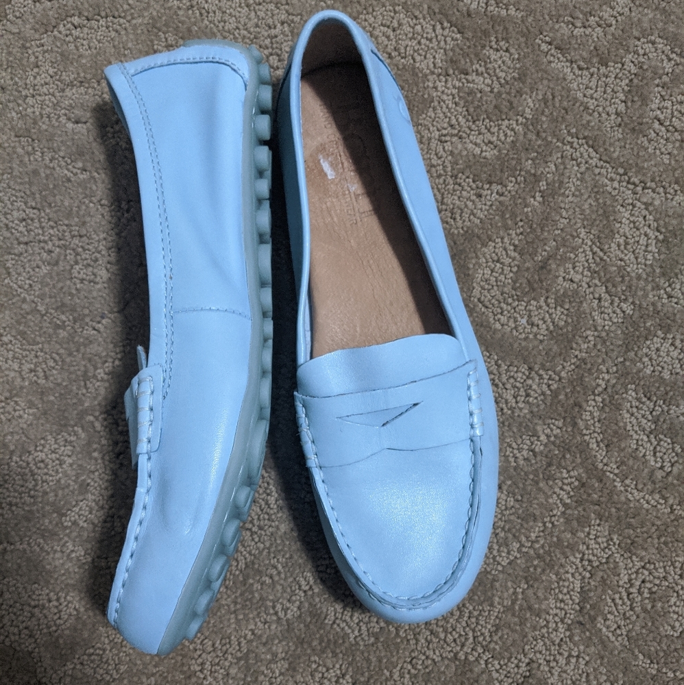 Born baby blue loafers moccasins size 6